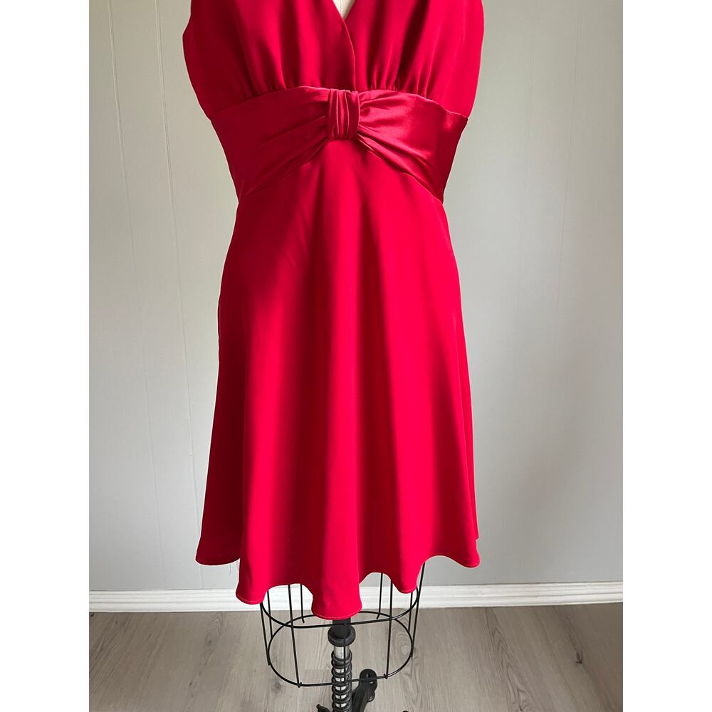 Vintage Y2K Red‎ Empire Waist Cocktail Dress 8 Vamp Vixen Whimsigoth Babydoll - Picture 4 of 13